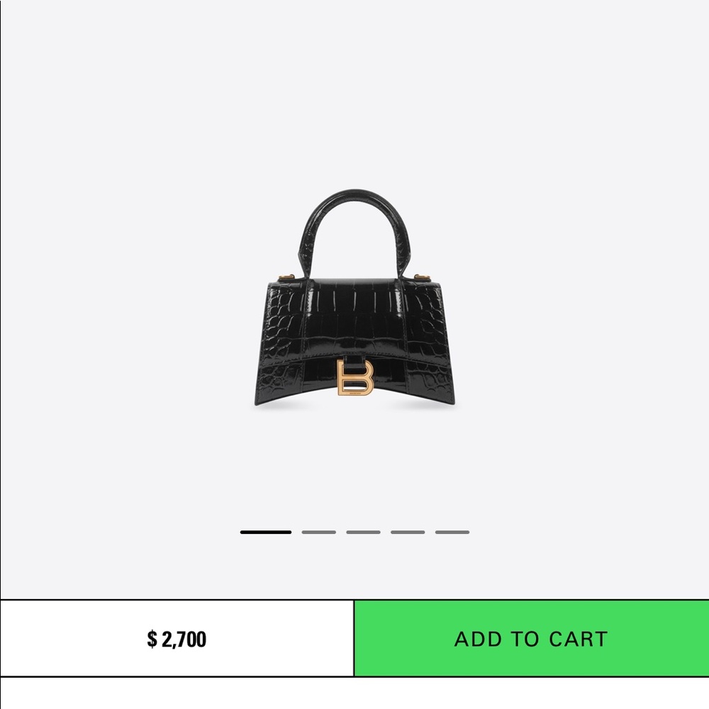 *BALENCIAGA* Hourglass XS Croc-Embossed Top-Handle Bag.  Kim-approved! - Picture 4 of 9